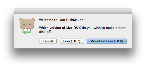 os x mountain lion select disk