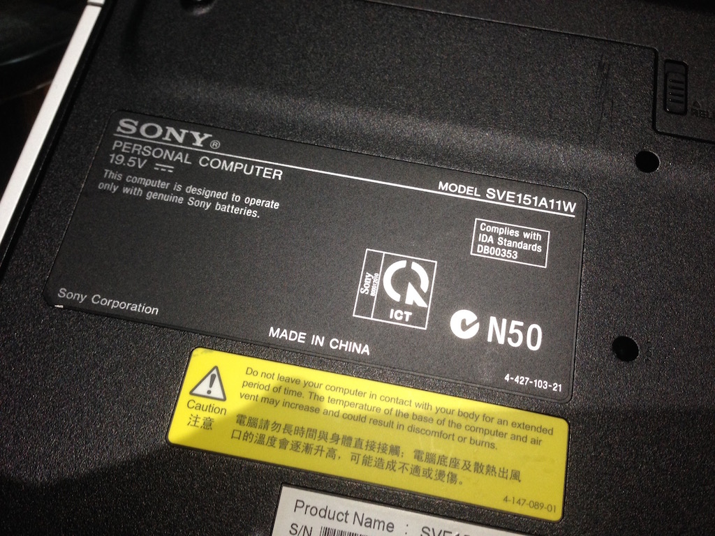 sony vaio sve151a11w specs